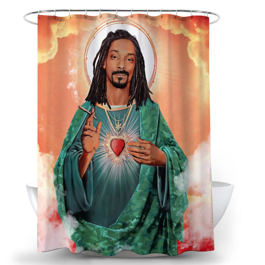 Novelty Meme Art African American Rap Saint Shower Curtain | Meme Art African American Rapper Bathroom Curtain