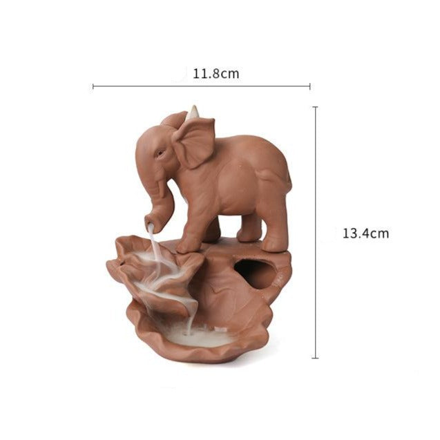 Lotus Leaf Elephant Backflow Incense Burner