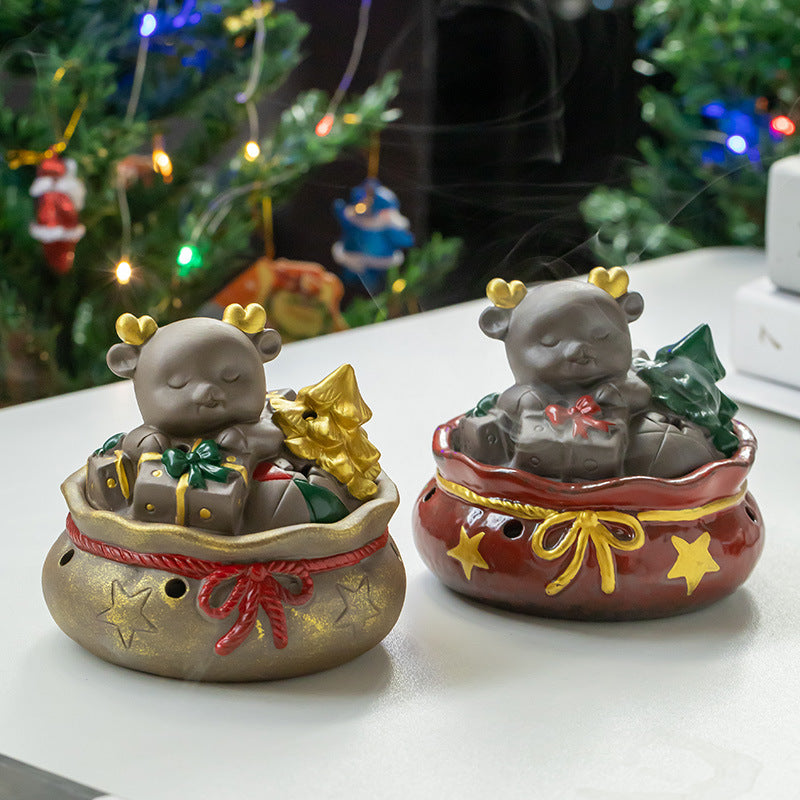 Christmas Deer Incense Coil Burner Gift-bag-shaped