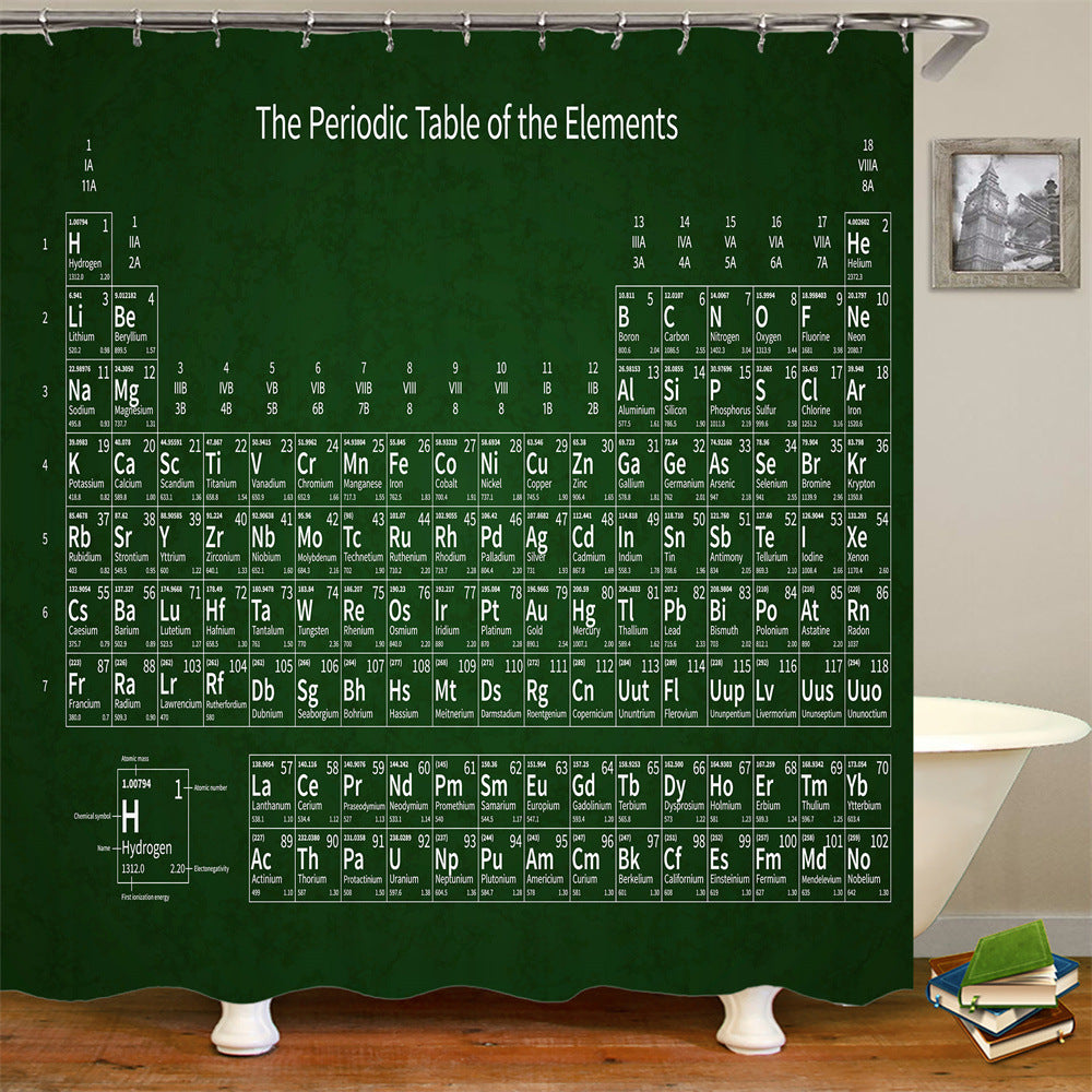 Chalkboard Style Table of Elements Shower Curtain | Periodic Table Bathroom Curtain