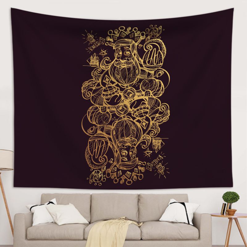 Black Gold Poker Sea King Tapestry for Bedroom Living Room | Poker Sea King Wall Tapestry