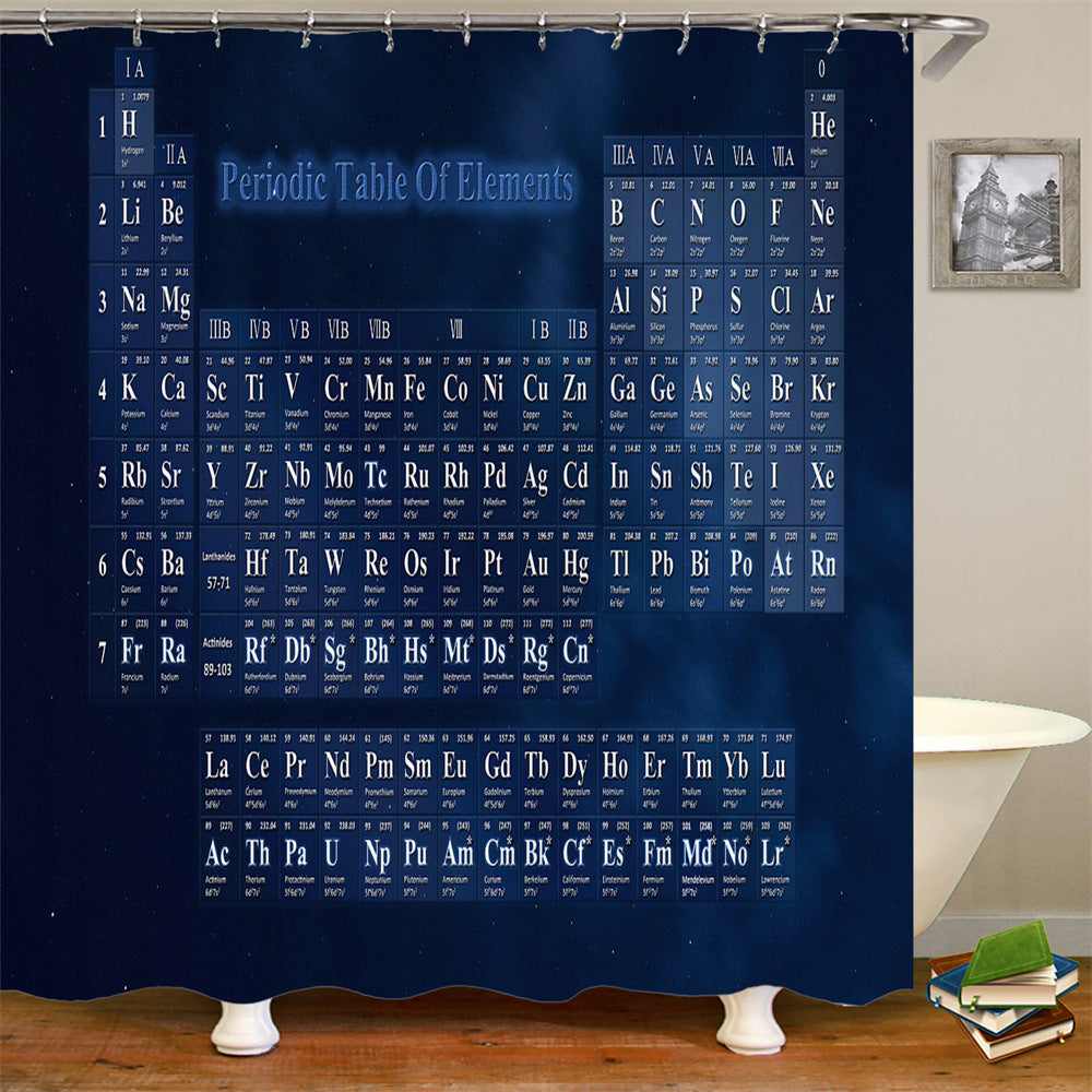 Dark Blue Periodic Shower Curtain | Periodic Table Bath Curtain