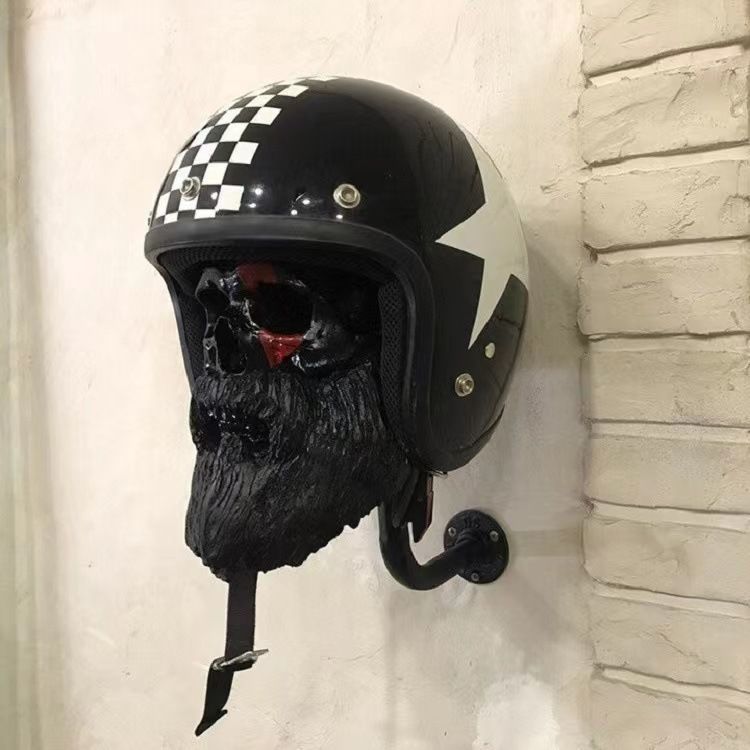 Motocycle Skull Helmet Wall Mount, Resin Skull Helmet Rack