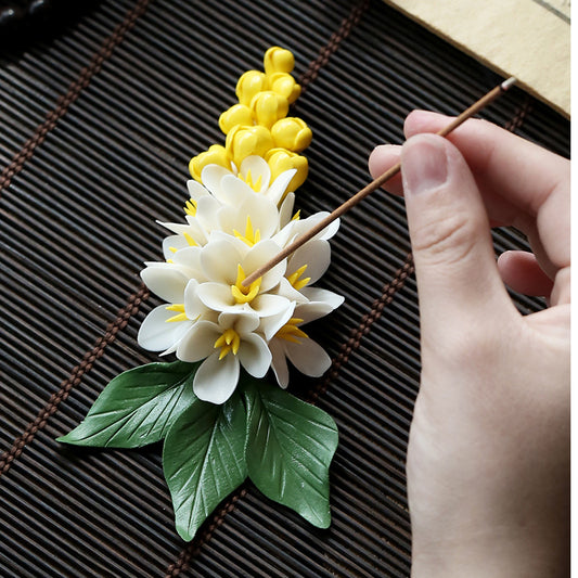 Osmanthus Incense Stick Holder Ceramic Whiteware Flower Stick Burner