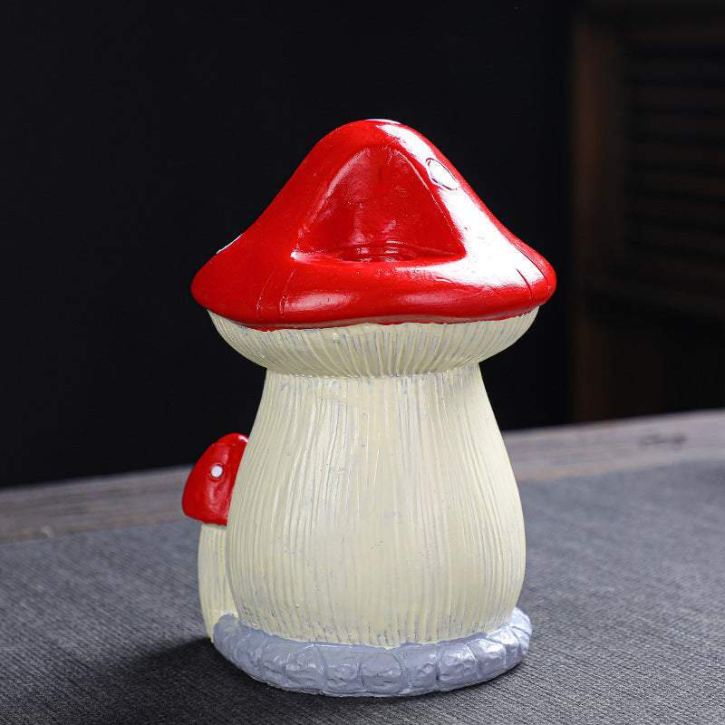 Red Mushroom Toadstool Backflow Incense Burner with Incense Stick Hole | Mushroom Cone Incense Burner