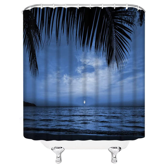 Palm Tree Nightfall Beach Shower Curtain | Beach Bathhroom Curtain