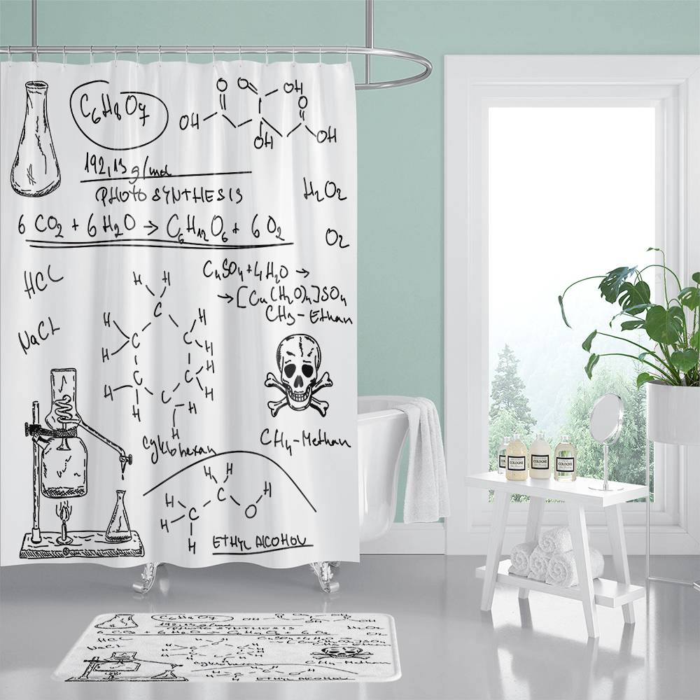 Chemical Experiments Structure and Formula Shower Curtain | Chemical Structure Shower Curtain