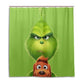 Green Backdrop Wooly Cartoon Grinch Shower Curtain