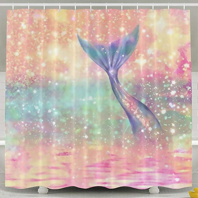 Dreamy Glitter Pink Mermaid Tail Shower Curtain