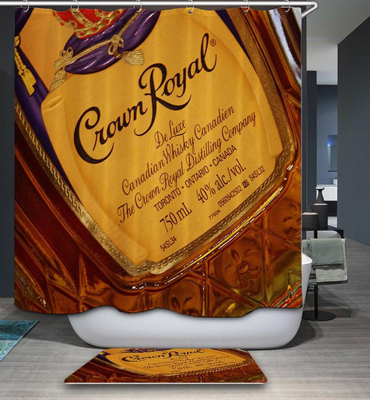 Whiskey Bottle Body Pattern Crown Royal Shower Curtain