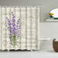 Retro Postmark Botanical Purple Flower Vinca Major Shower Curtain | Postmark Botanical Flower Bathroom Curtain