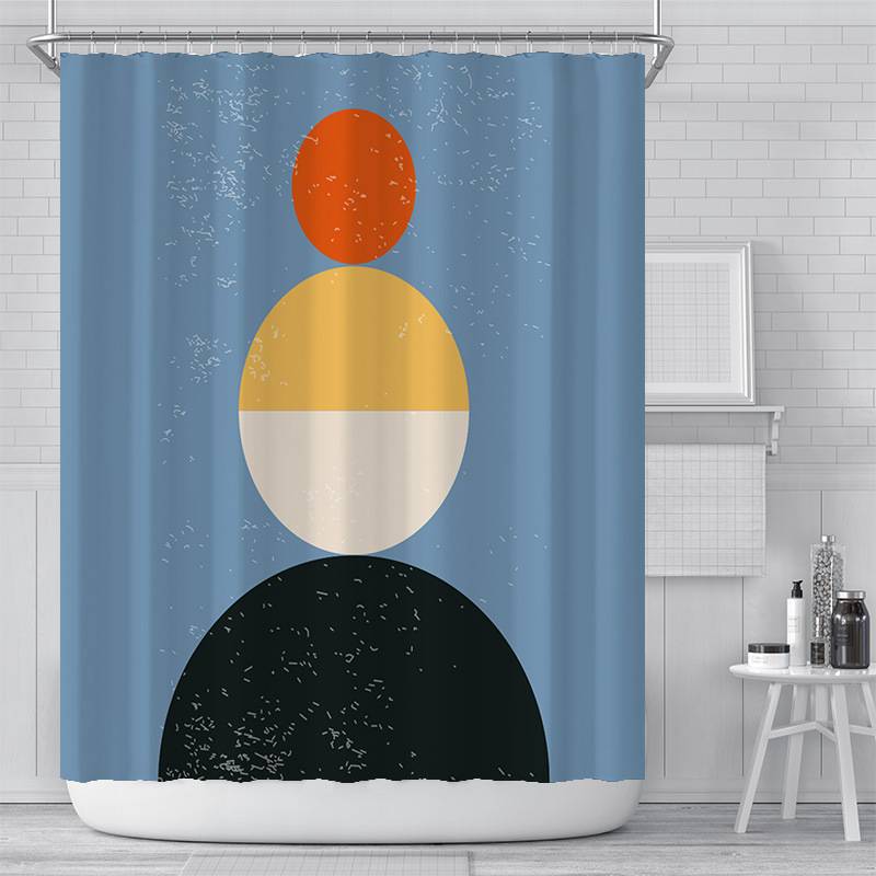 Abstract Girl Ellipse Geometric Shower Curtain | Ellipse Geometric Bathroom Curtain