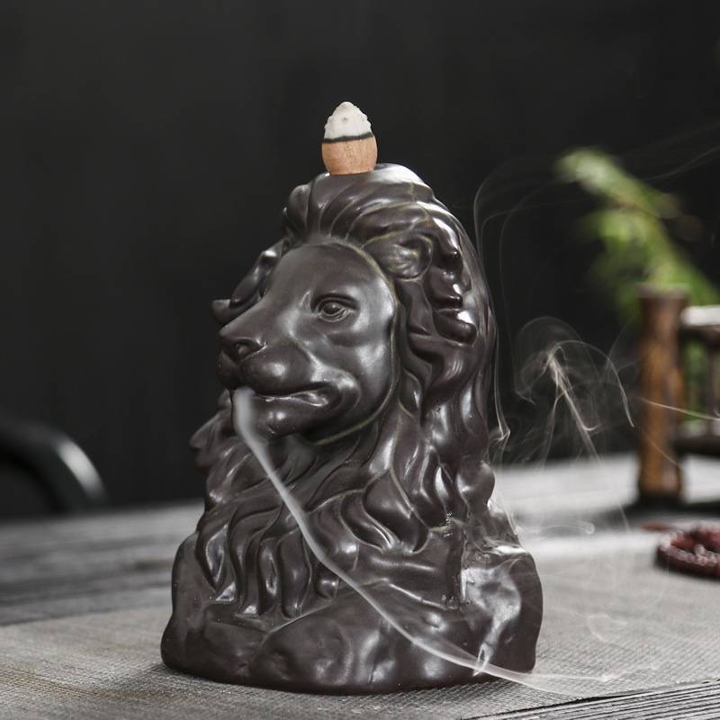 Smoke Backflow Lion Head Incense Burner