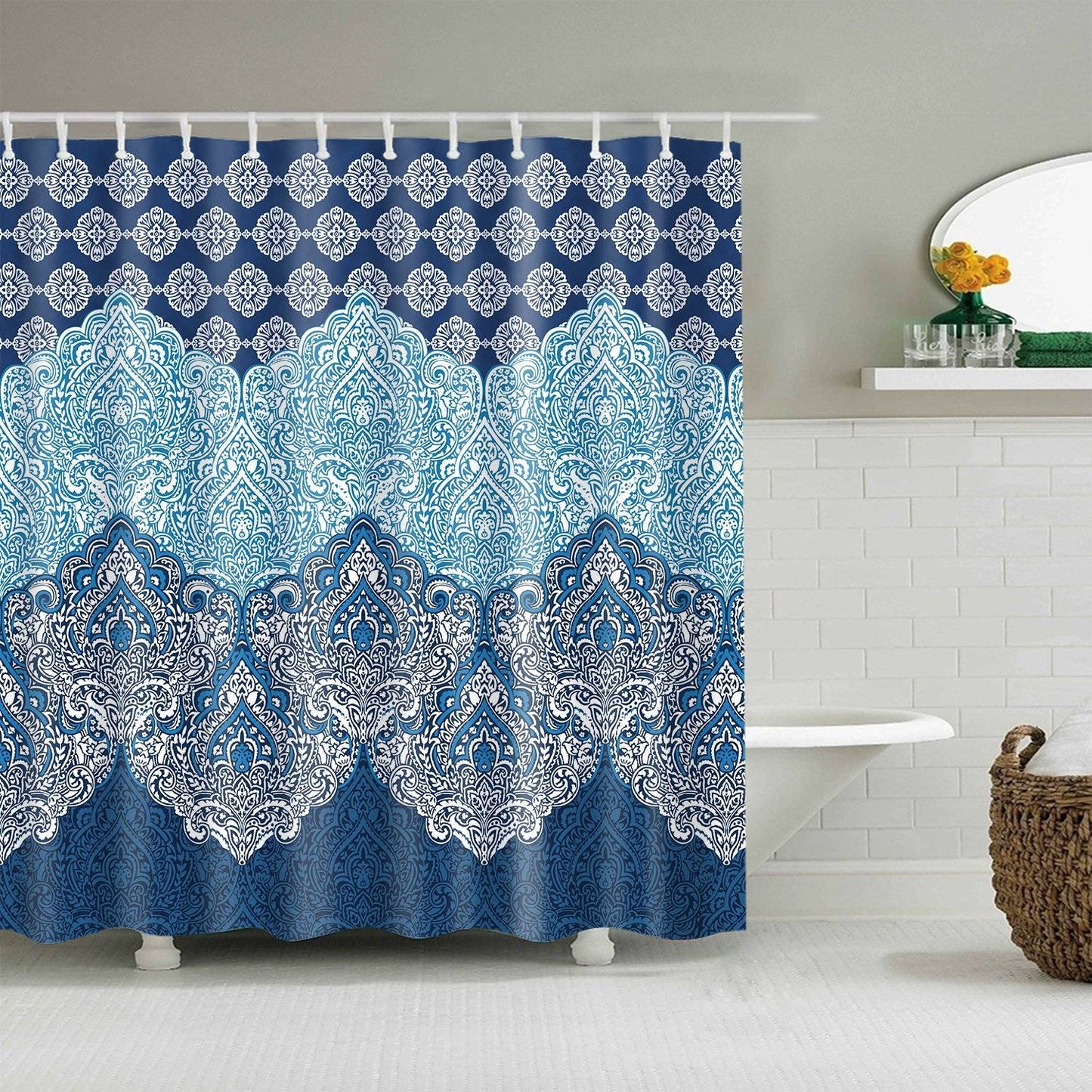 Paisley Blue Damask Shower Curtain