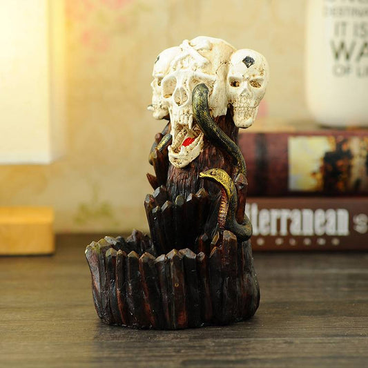 The Cobra Wound Around Skulls Backflow Incense Cone Burner