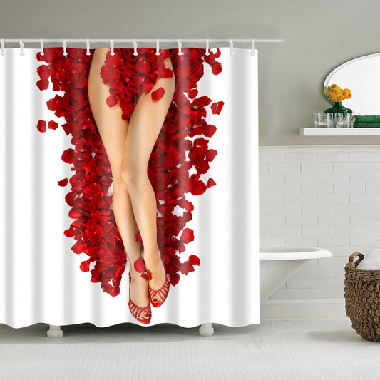 Romantic Roseleaf Sexy Legs Rose Woman Shower Curtain