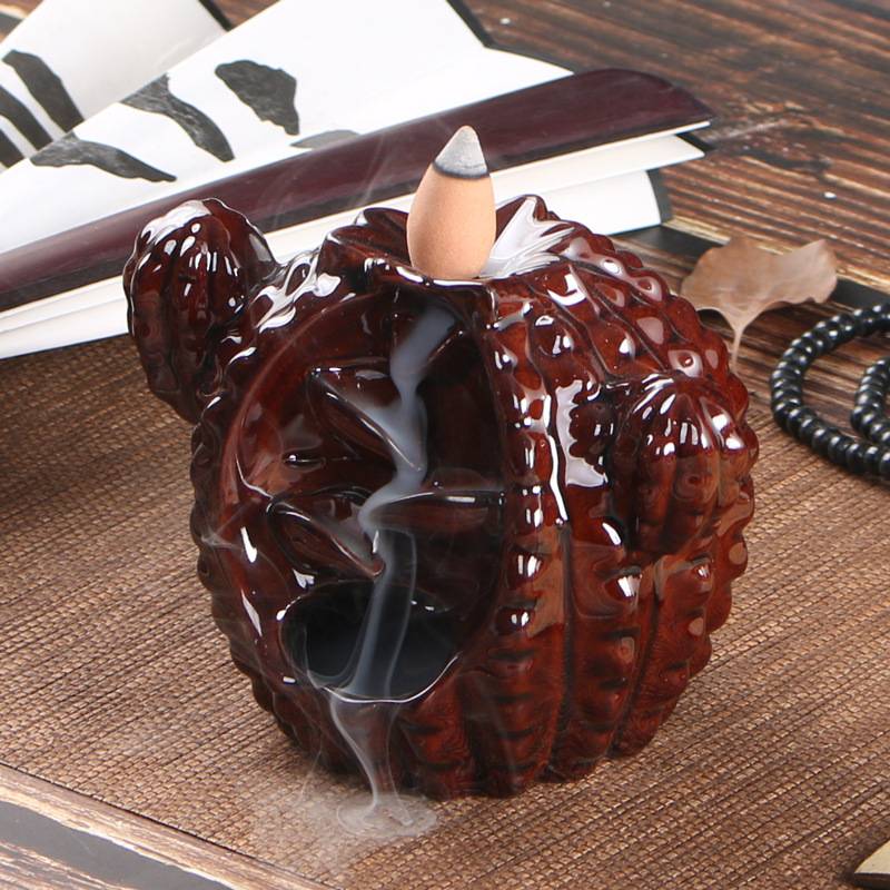 Plant Round Barrel Cactus Backflow Incense Burner