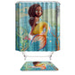 Afro Black Mermaid Shower Curtain | Afro Mermaid Bathroom Curtain
