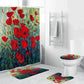 Oil Painting Floral Red Poppies Shower Curtain