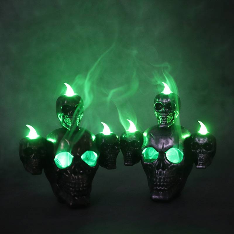 The Skull with The Eerie Green LED Light Backflow Halloween Incense Burner