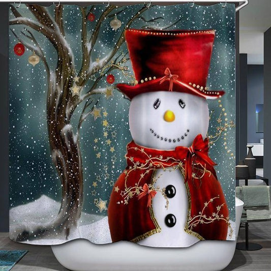 Christmas Magician Snowman Shower Curtain