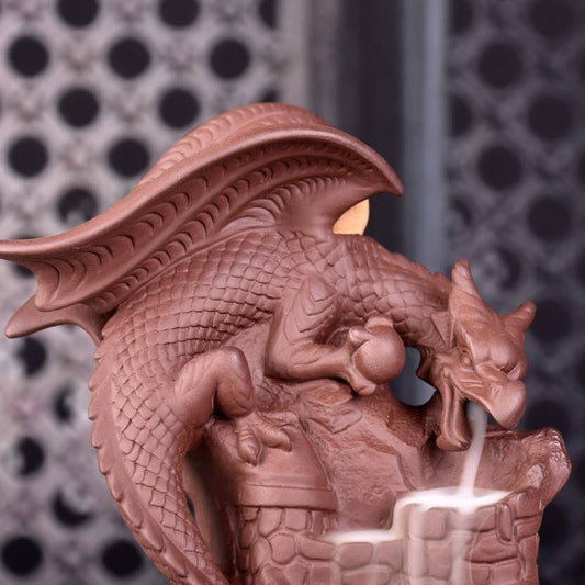 Dragon on Castle Waterfall Backflow Incense Burner