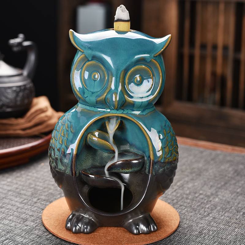 Owl Waterfall Backflow Reverse Incense Burner Bird Craft