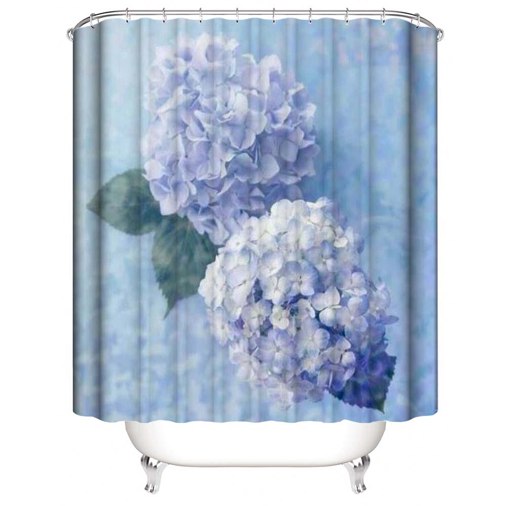 Blue Hydrangea Shower Curtain, Blue Flowers Bathroom Curtain