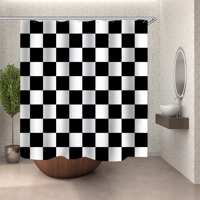 Black and White Plaid Shower Curtain | Black and White Buffalo Check Shower Curtain