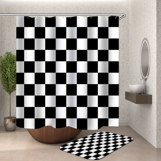 Black and White Plaid Shower Curtain | Black and White Buffalo Check Shower Curtain