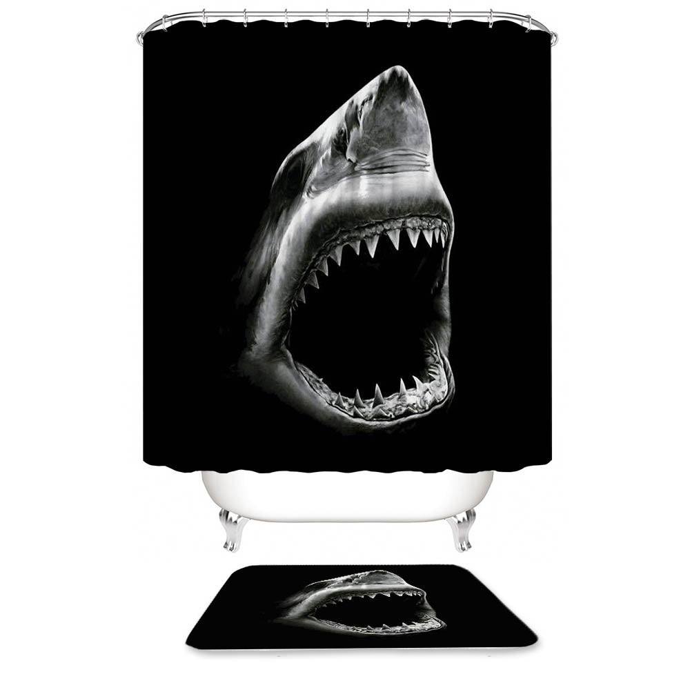 Black and White Shark Shower Curtain | Shark Shower Curtain