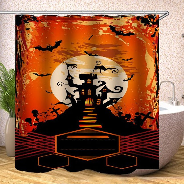 Bloody Moon Halloween Castle Shower Curtain | Bloody Halloween Shower Curtain