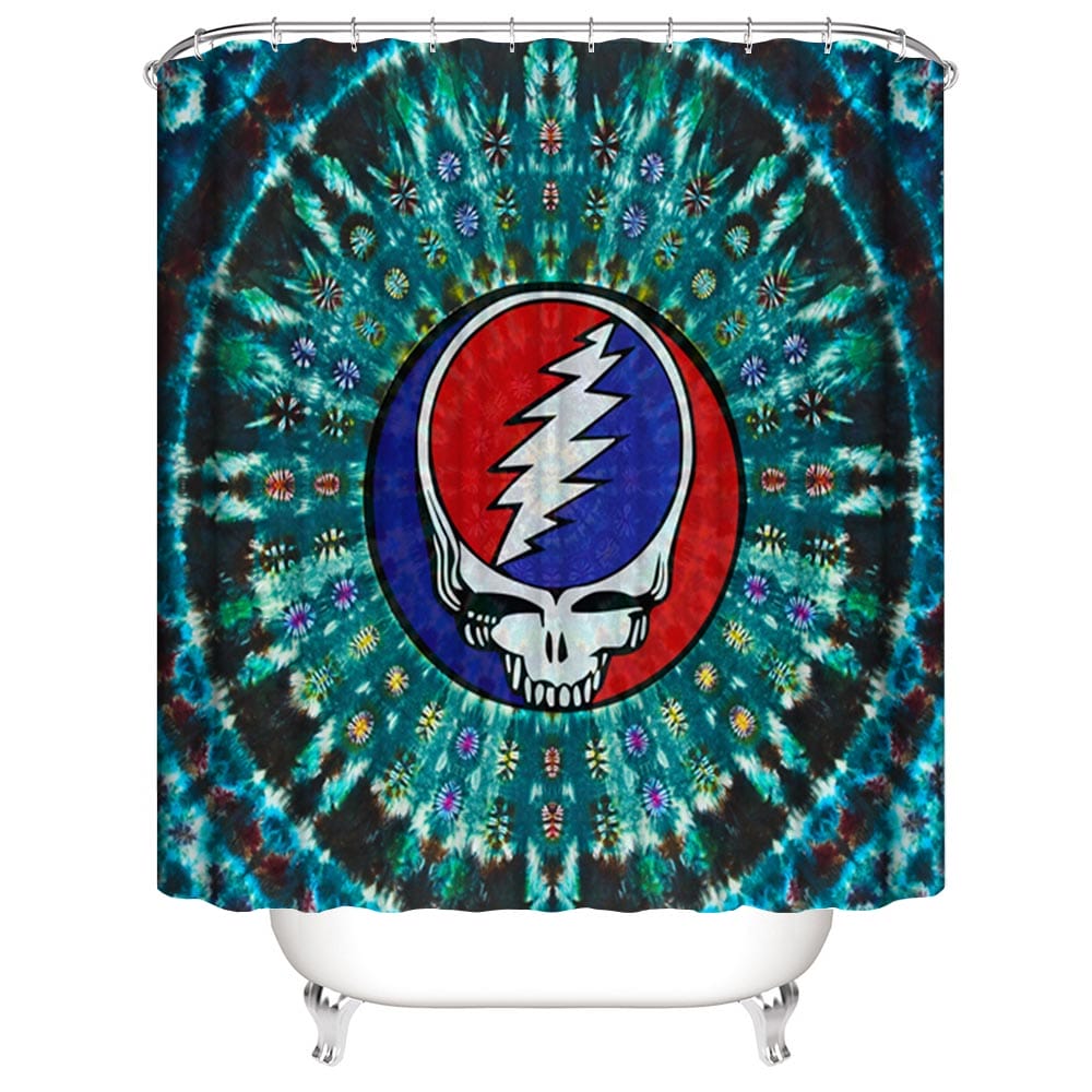Mandala Style Steal Your Face Shower Curtain,Psychedelic Skull Grateful Dead Shower Curtain
