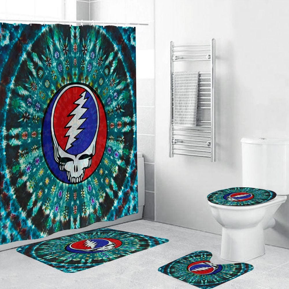 Mandala Style Steal Your Face Shower Curtain,Psychedelic Skull Grateful Dead Shower Curtain