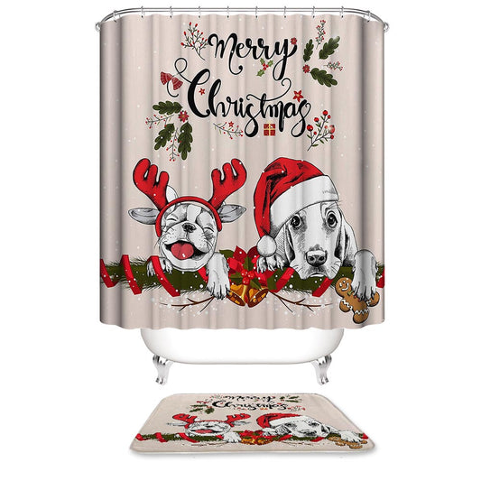 Boston Terrier Christmas Shower Curtain | Boston Terrier Shower Curtain