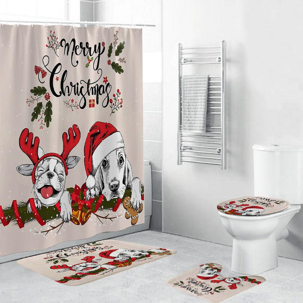 Boston Terrier Christmas Shower Curtain | Boston Terrier Shower Curtain