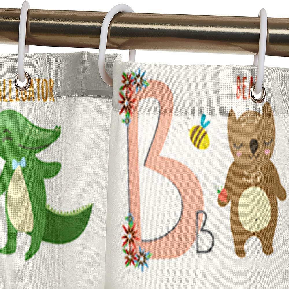 Animal Alphabet Shower Curtain for Kids ABC Educational | Animal Alphanet Shower Curtain