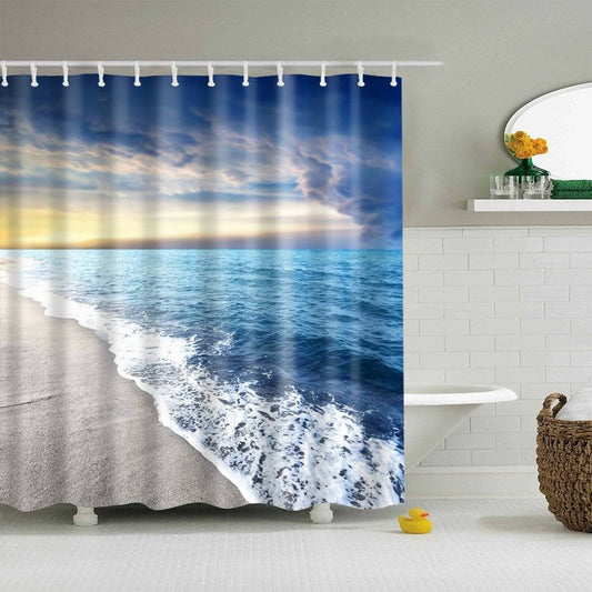 Sky Sandbeach Waves Sunrise Seashore Shower Curtain