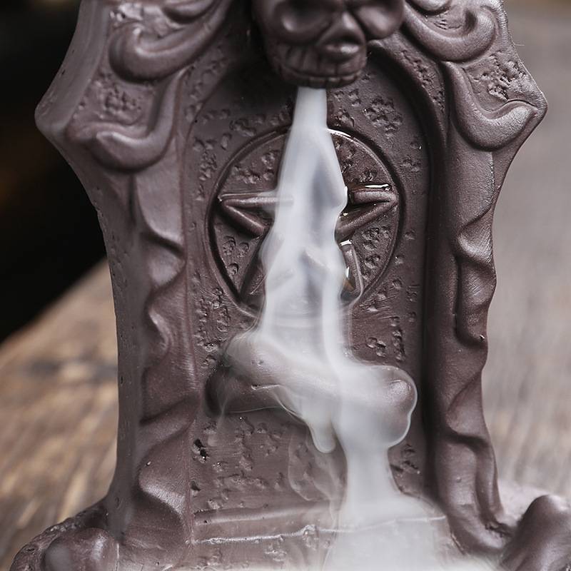 Halloween Tombstone Skull Backflow Incense Burner