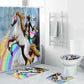 Cat Riding Unicorn Shower Curtain, Funny Cat Unicorn Bathroom Curtain