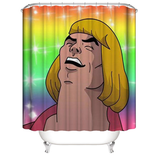 Cartoon Superhero Expression of Enjoyment He Man Shower Curtain