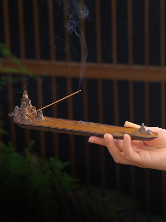 Freehand Style Mountains And Clouds Incense Stick Holder