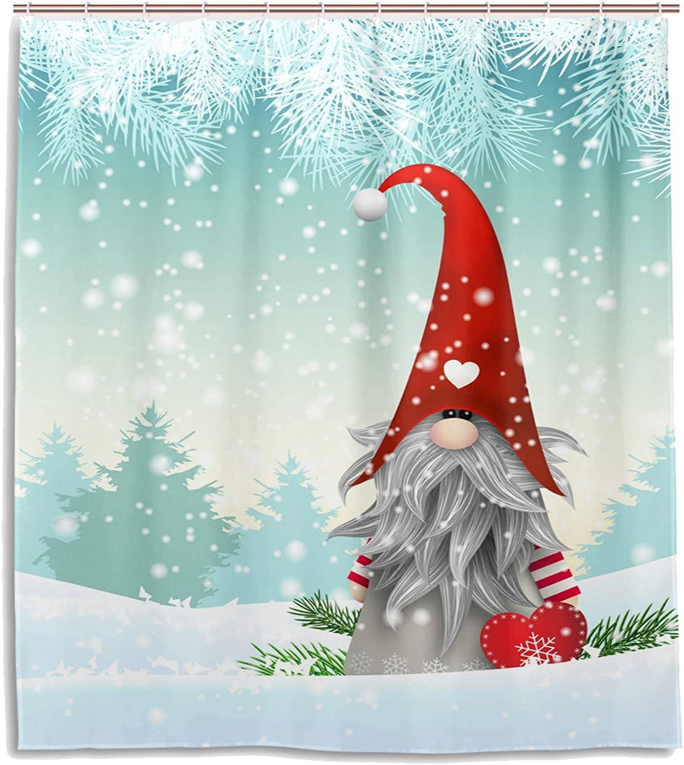 Holding A Loving Heart Christmas Gnome Shower Curtain