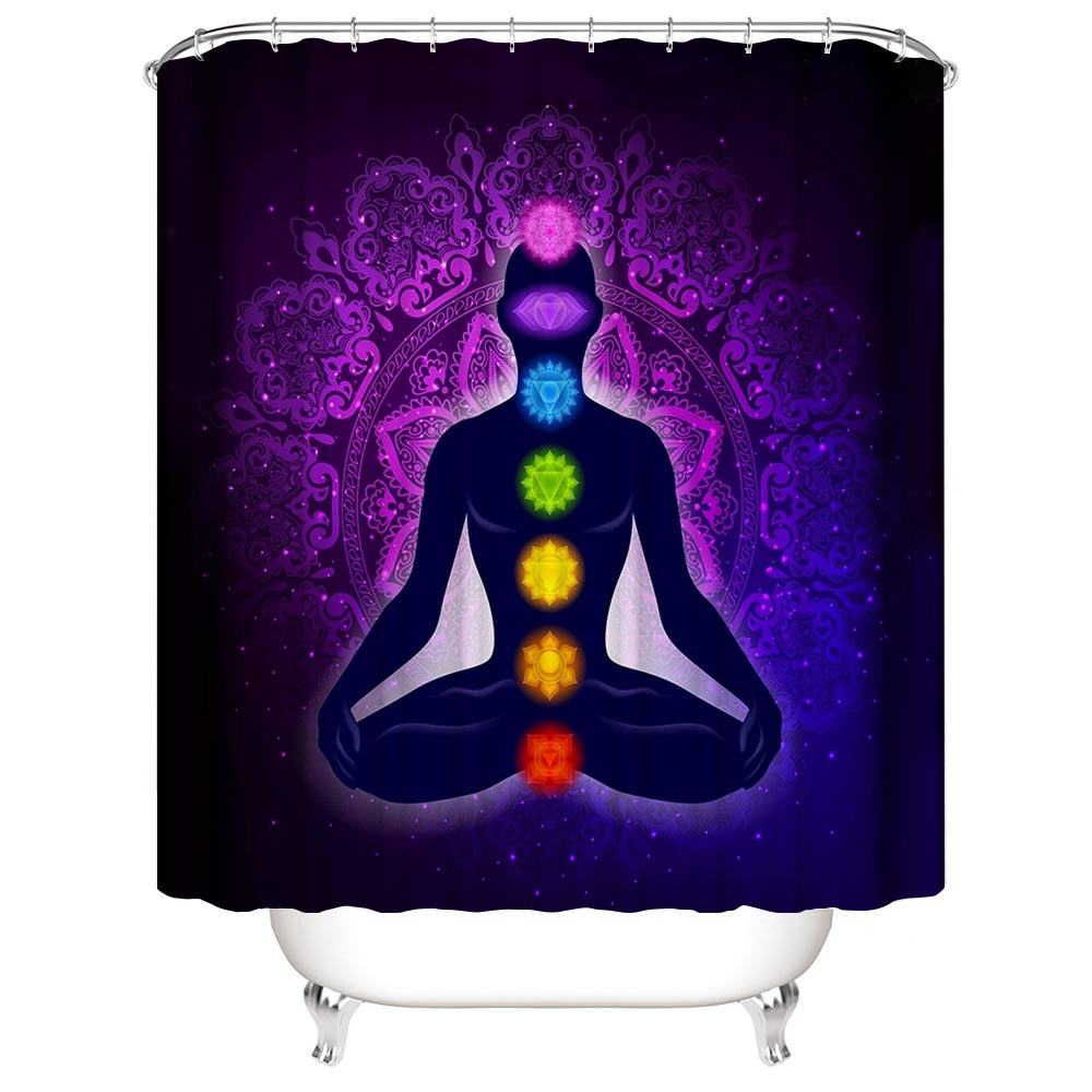 Meditation Yoga Mandatura 7 Chakra Shower Curtain | Meditation Shower Curtain