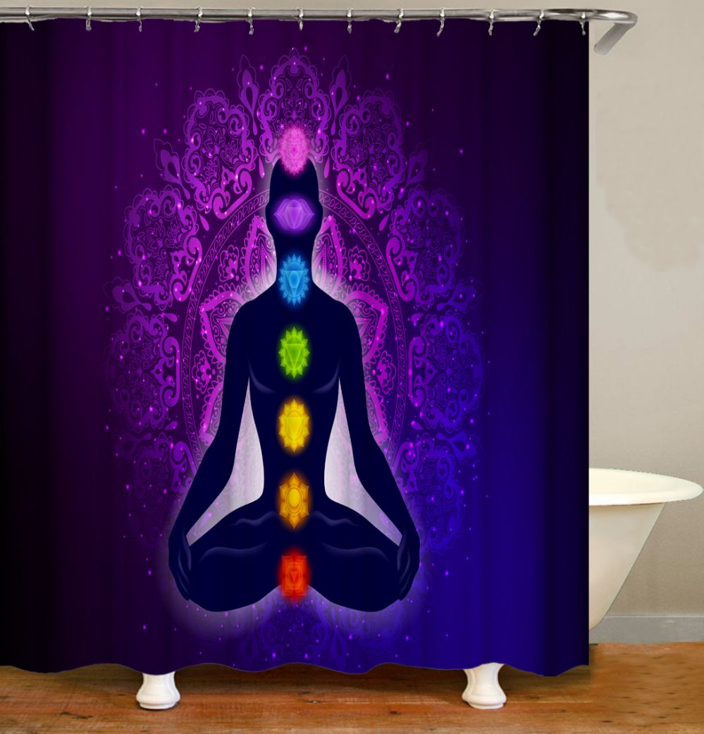 Meditation Yoga Mandatura 7 Chakra Shower Curtain | Meditation Shower Curtain