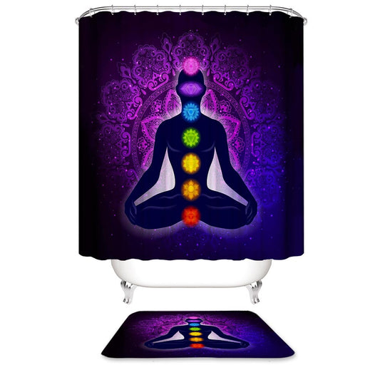 Meditation Yoga Mandatura 7 Chakra Shower Curtain | Meditation Shower Curtain