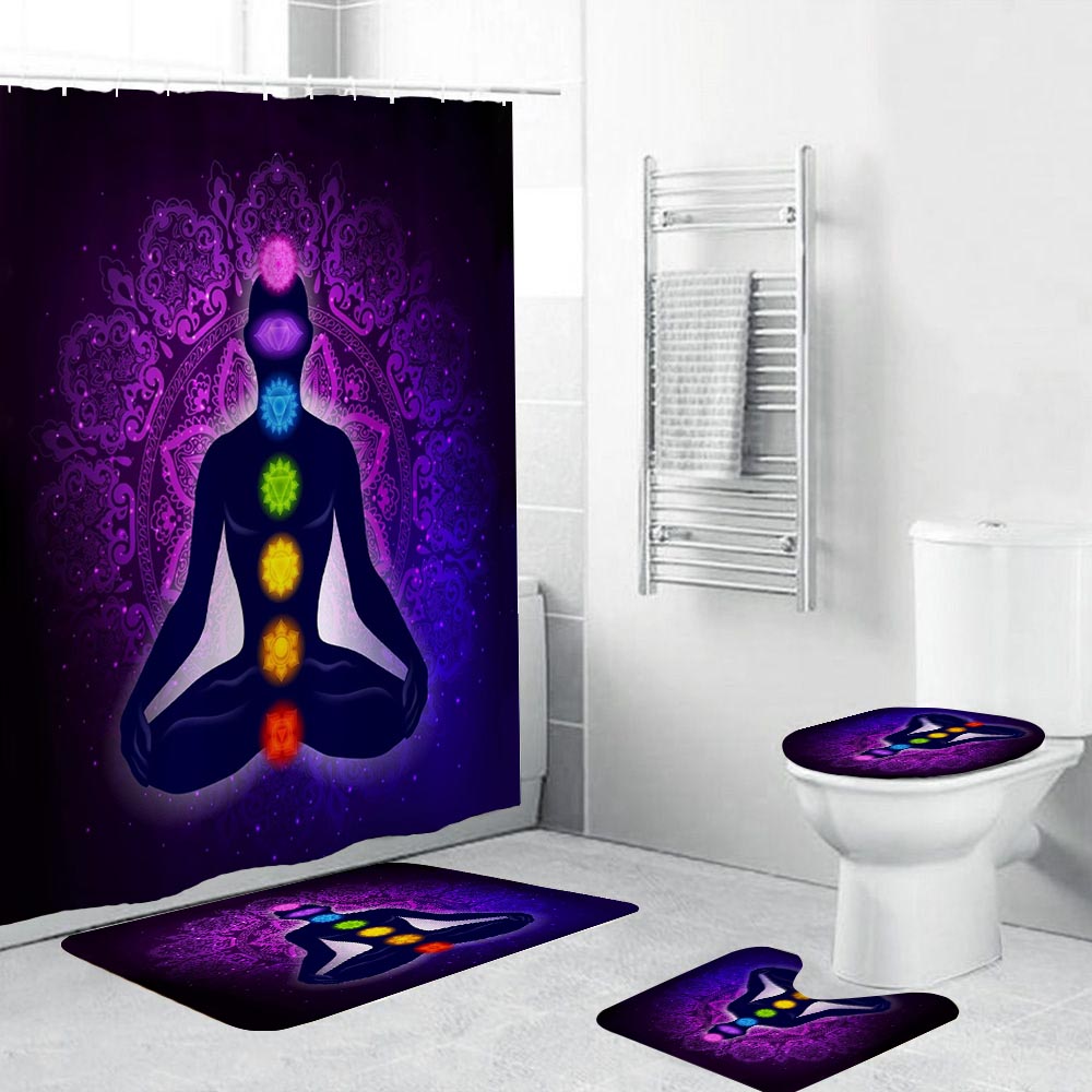 Meditation Yoga Mandatura 7 Chakra Shower Curtain | Meditation Shower Curtain