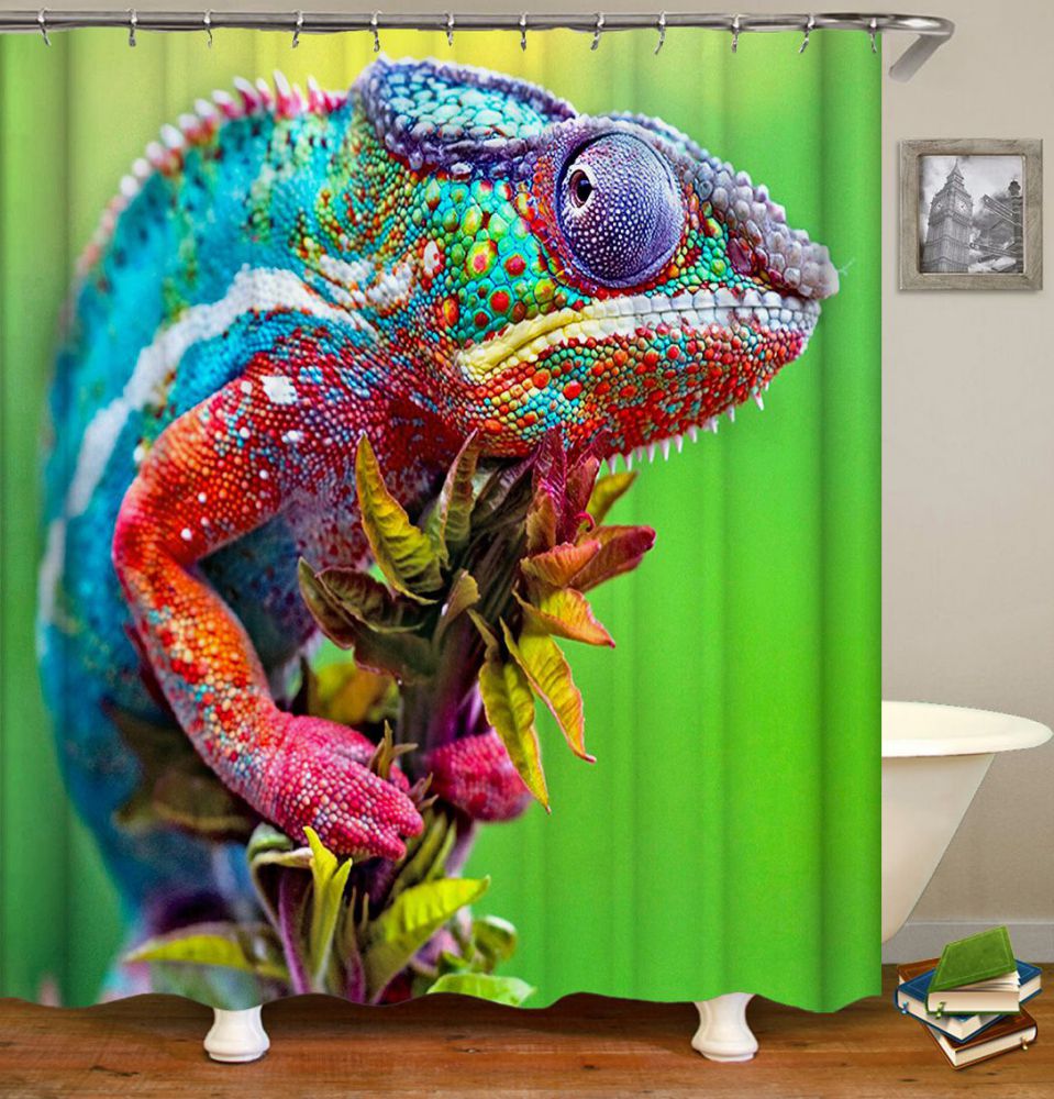 Colorful Chameleon Shower Curtain | Colorful Chameleon Shower Curtain