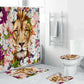 Colorful Flowers Lion Shower Curtain, Good Idea for Decor The Bathroom of Animal Style