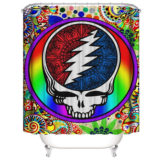 Colorful Steal Your Face Shower Curtain, Grateful Dead Bathroom Decor